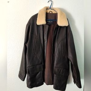 Leather peacoat
